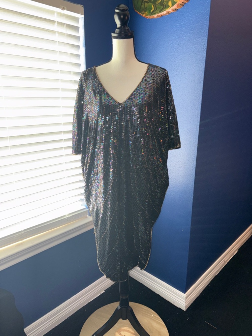 ✨ Vintage 1980s Black Sequin Silk Dress | Showmax | Statement Glam ✨